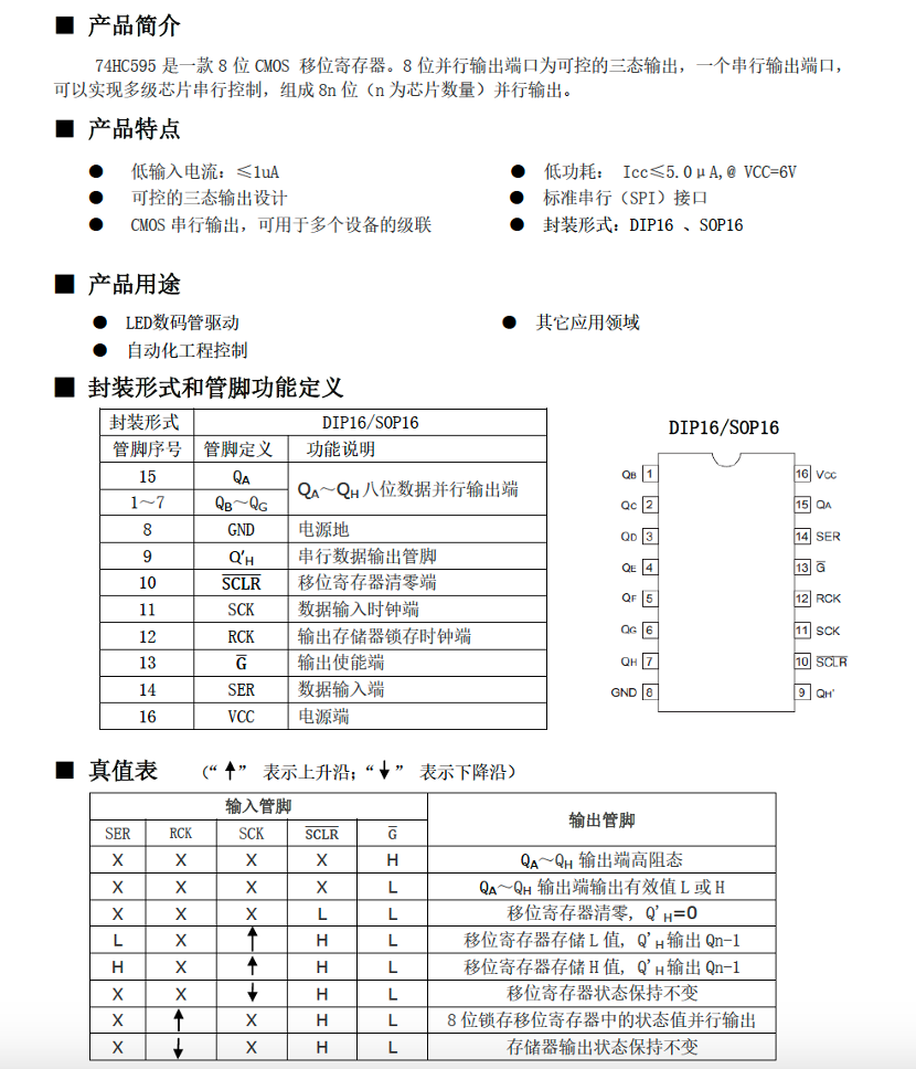 移位锁存器-74HC595